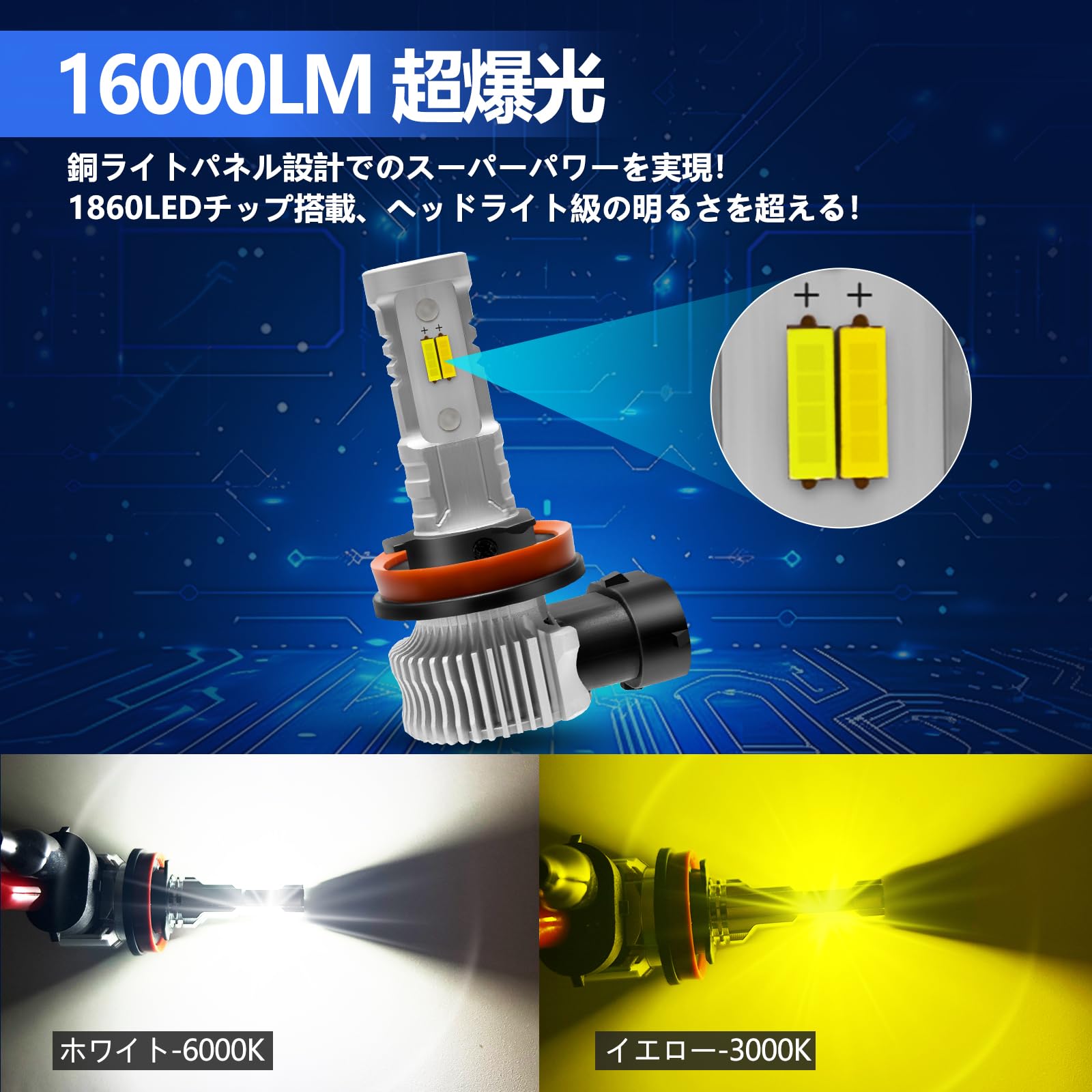 Amazon | TORAKIA H11 LED フォグランプ H8 LED フォグ 2色切り替え 白
